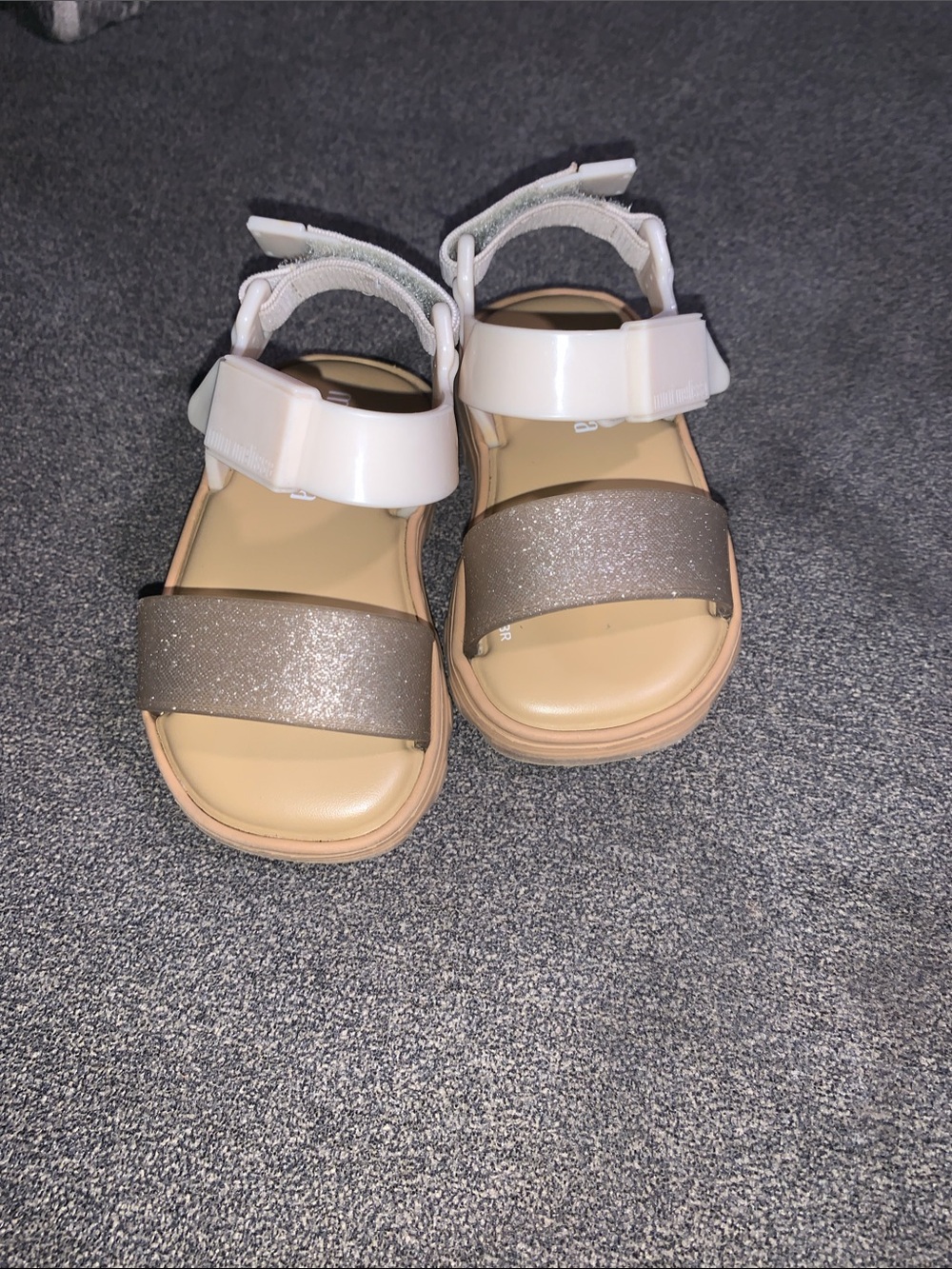 Mini Melissa kick off sandles Metallic Taupe Glitter Strap Sandals